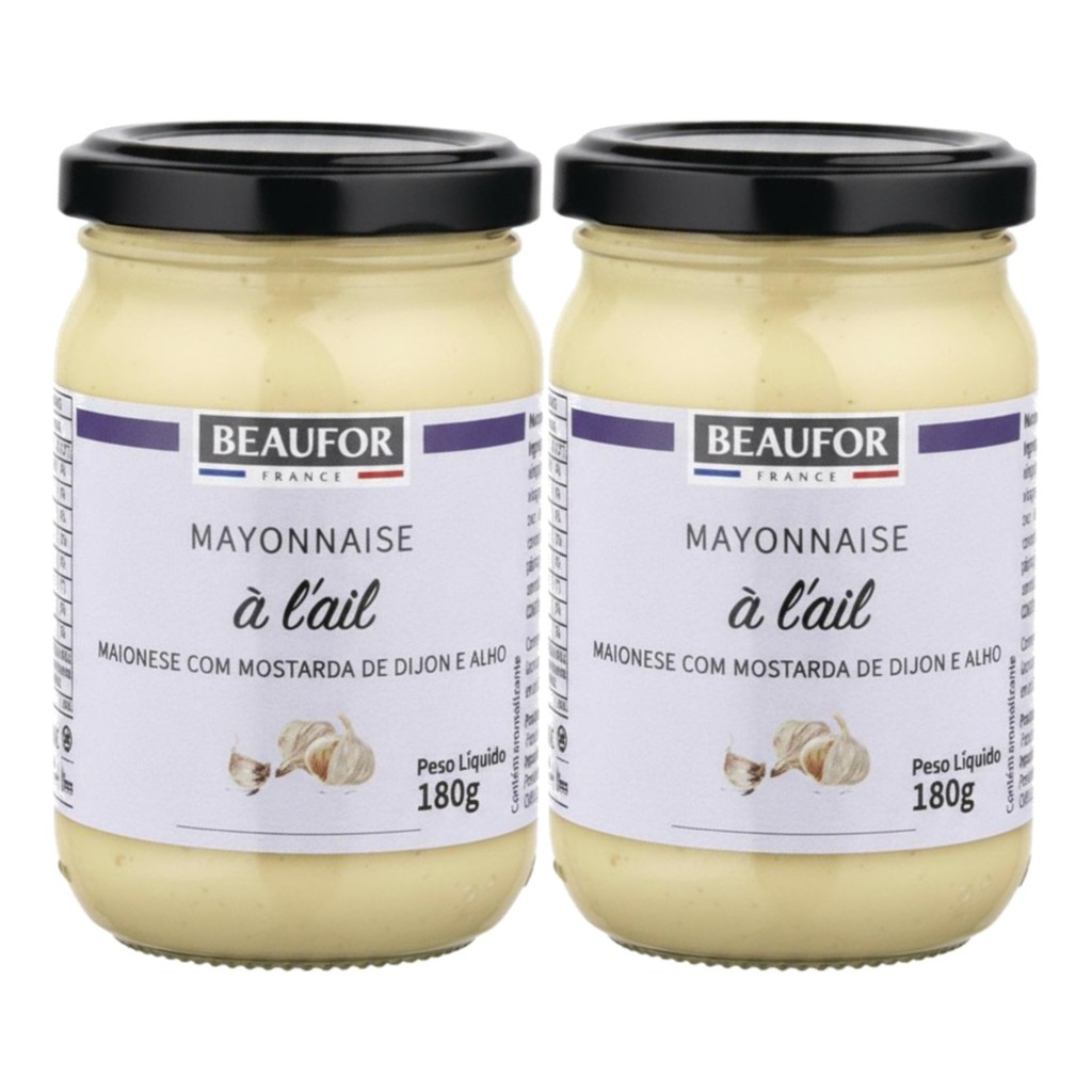 Kit c/ 2un Maionese c/ Mostarda Dijon e Alho BEAUFOR 180g