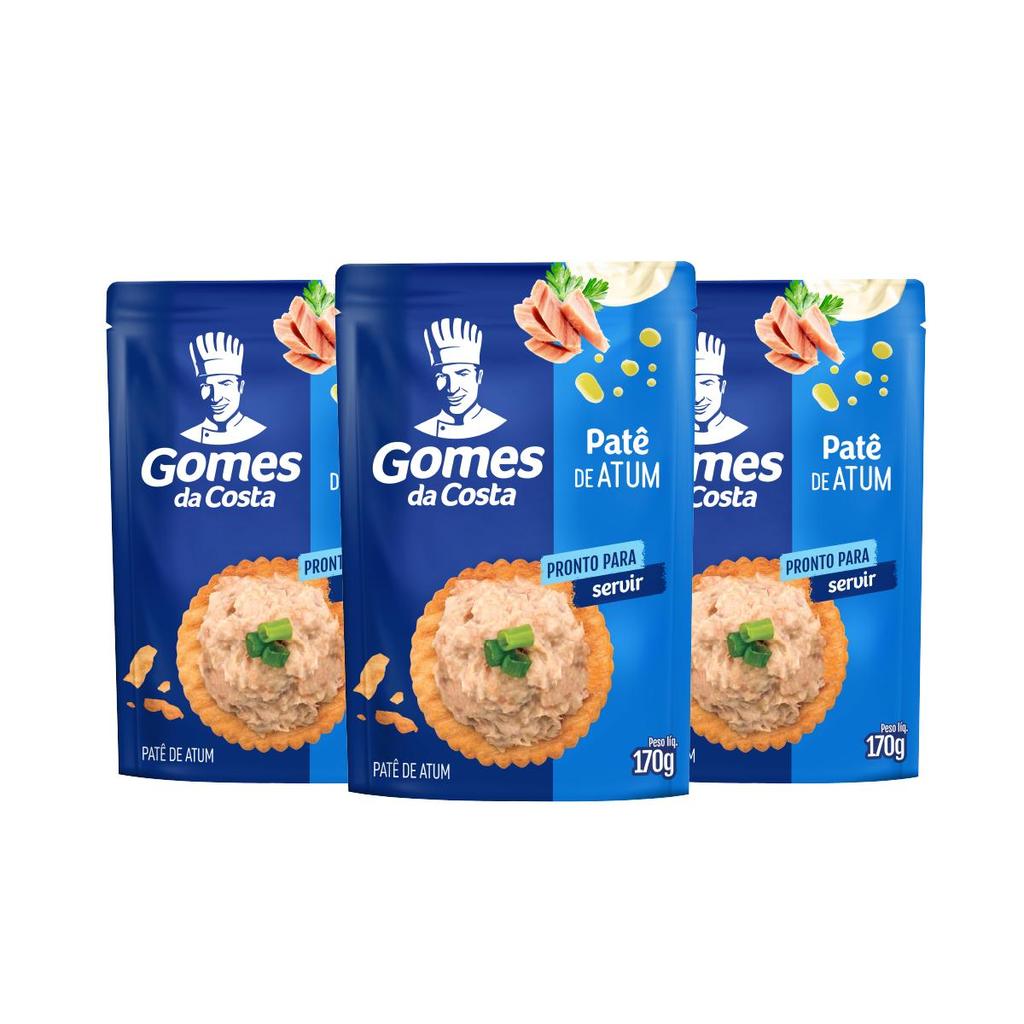 Kit 3 Un - Pate de Atum Tradicional (Pouch) - 170g - Gomes da Costa em Oferta na Shopee