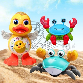 Kit Pato Caranguejo Fujão Brinquedo Musical Que Dança Patinho Dançarino Dancing Anda Mexe com Som Brinquedo Interativo