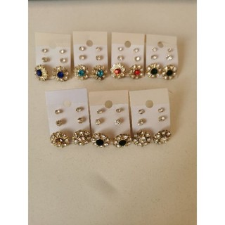 ✨ KIT 3 PARES Brincos Ponto de Luz + Botão Halo Radial de Strass Luxo Clássico Estar no Lugar Certo B23600070-8 Dourado