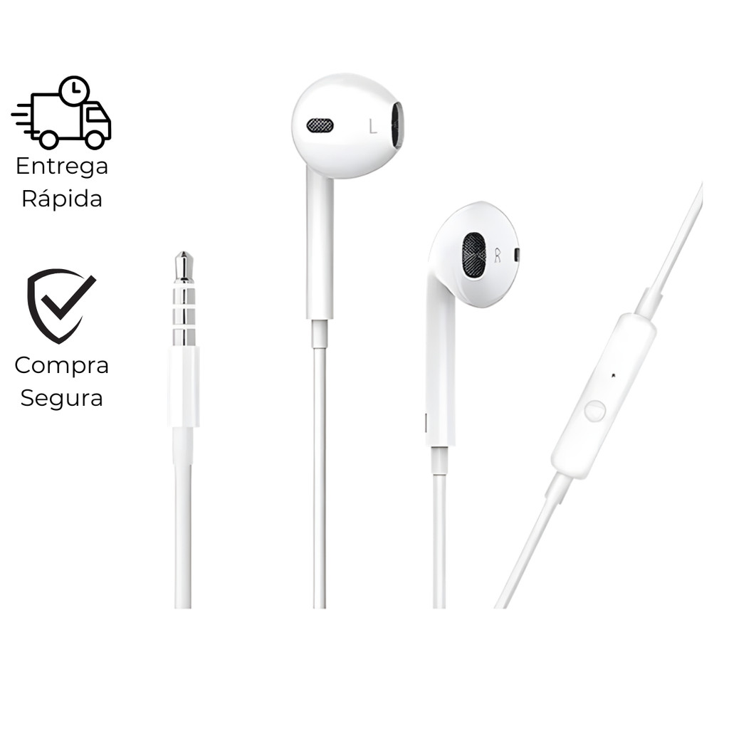 Fone A'gold FN-A12 Branco Som Premium Confortável Controle de Música e Chamadas
