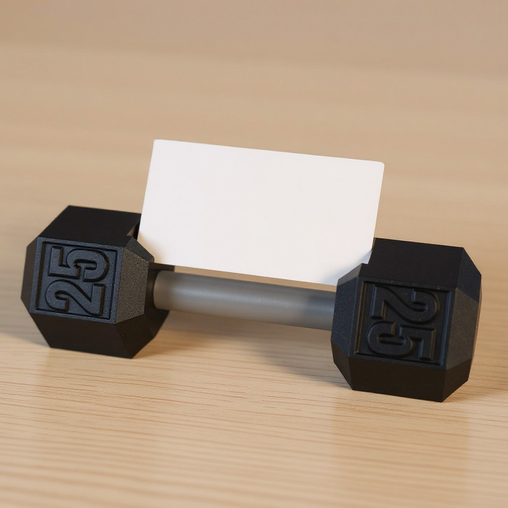Porta Cartão De Visita Academia Fitness p/Balcão - Suporte para cartões de visita em formato de halter