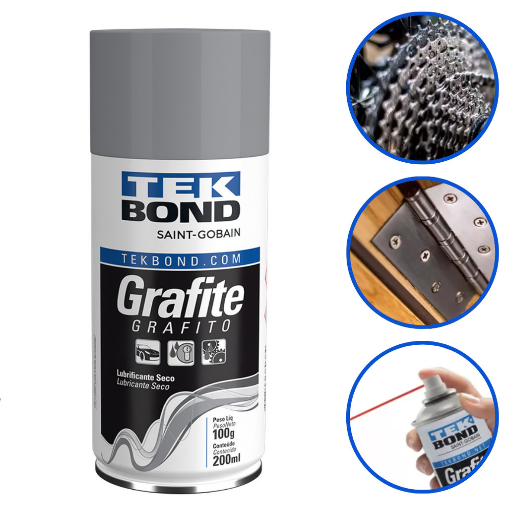 Grafite Lubrificante Spray Seco Trilho Fechadura Tekbond em Oferta na Shopee