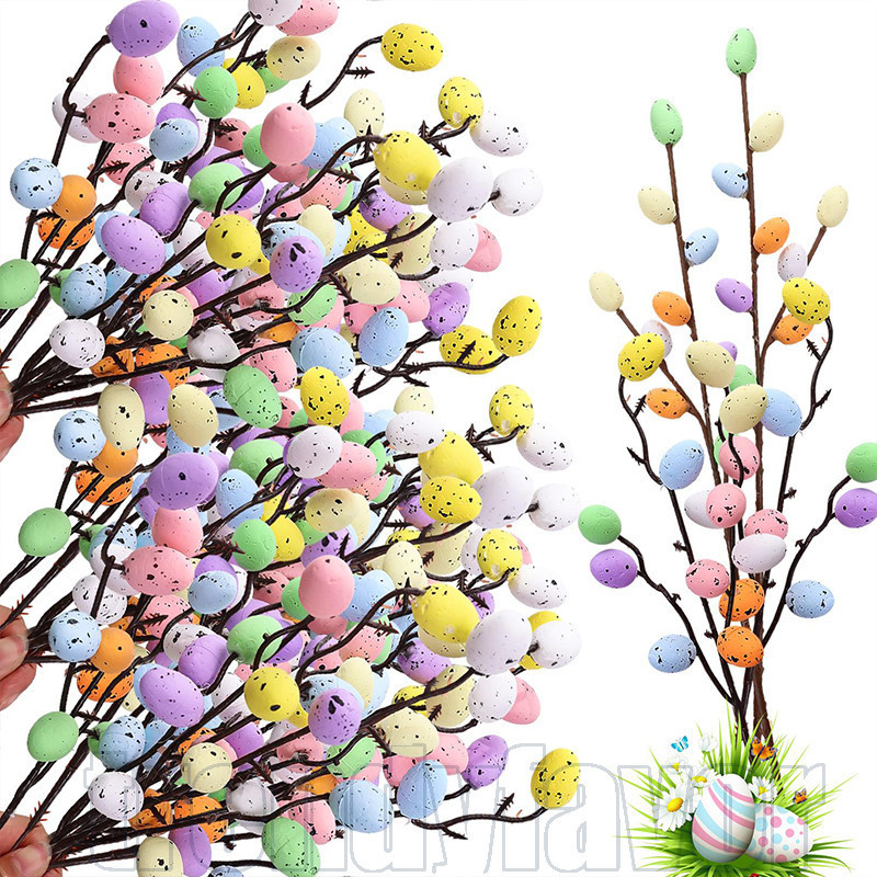 5-1 Pcs Artificial Páscoa Ovo Colorido Ramo Floral-Simulação Hastes De Flores De-Ornamento De Buquês-Galhos De Espuma-De em Oferta na Shopee