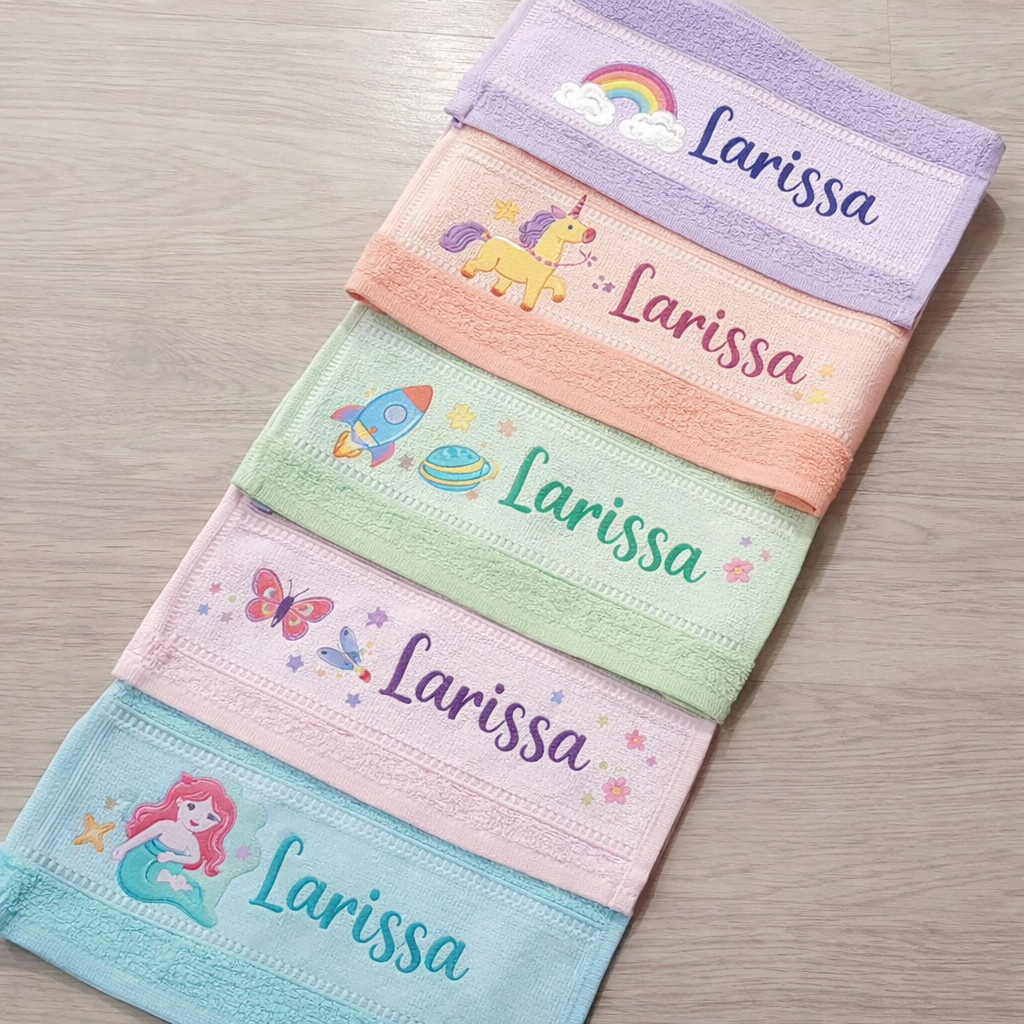 Kit 5 Toalhas de Boca Personalizadas para Escola/Creche Volta às Aulas |Com Nome da Criança e com Personagem em Oferta na Shopee