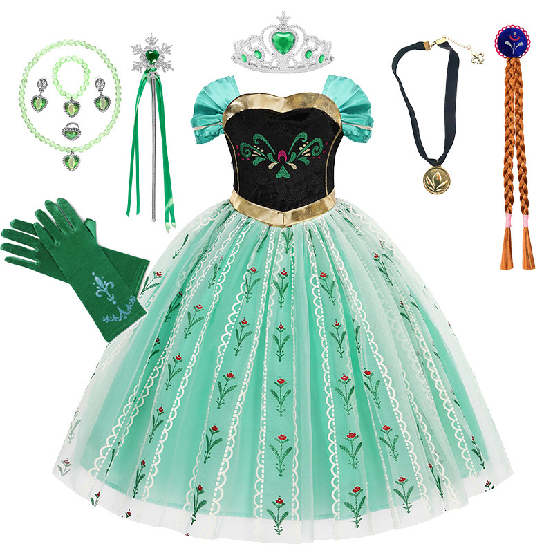 2026 Novo Vestido De Princesa Anna Para Meninas Vestidos De Festa De Aniversário Baile Fantasia De Halloween Infantil