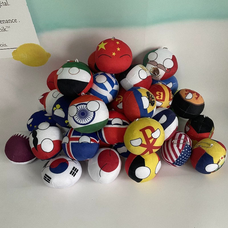 10cm Chaveiros de Pelúcia Countryballs - Charms de Brinquedo Macio Temáticos de Bandeira Nacional |   Pingentes de Mochi