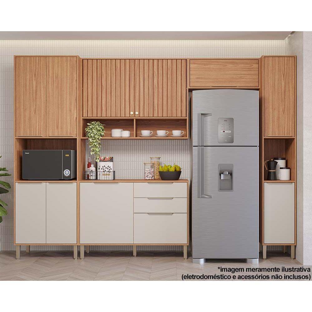 Cozinha Completa Divina 5 Peças (2Aéreos+1Balcão+2Paneleiros) CZ004 Freijo/Off White - MGM em Oferta na Shopee