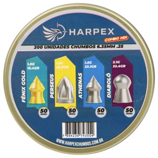 Chumbinho Harpex Combo 6.35 - Fênix Gold, Perseus, Athenas, Diabolô 6.35mm (.25) - 200un em Oferta na Shopee