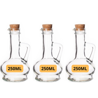 3 Galheteiro Em Vidro180ml ou 250ml Com Tampa De Rolha Porta Azeite e Vinagre em Oferta na Shopee
