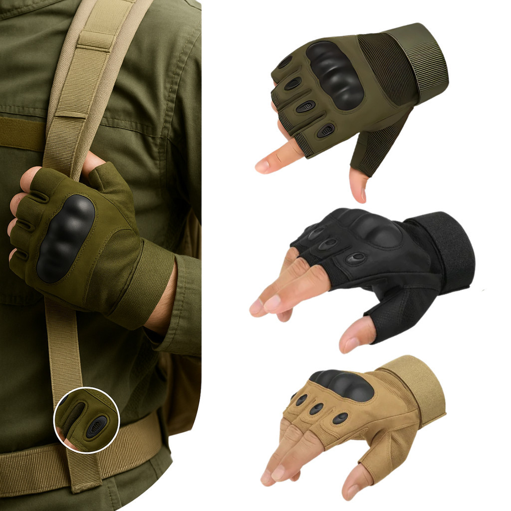 Luva Tática Meio Dedo Militar Proteção Antiderrapante Para Ciclismo Airsoft Outdoor em Oferta na Shopee