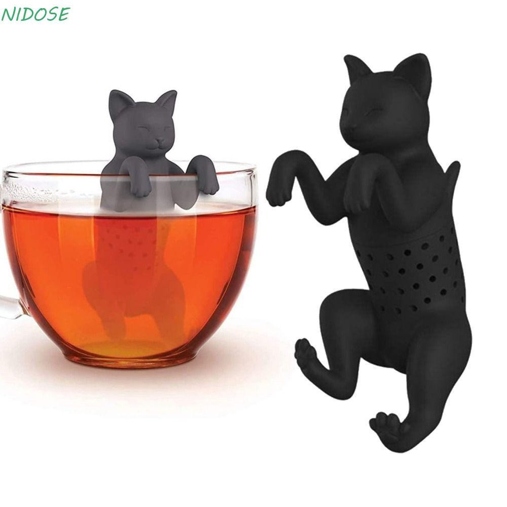 Filtro Infusor De Chá De Silicone NIDOSE , Saco Gato Com De Especiarias De , Reutilizável De Desenho Animado Para