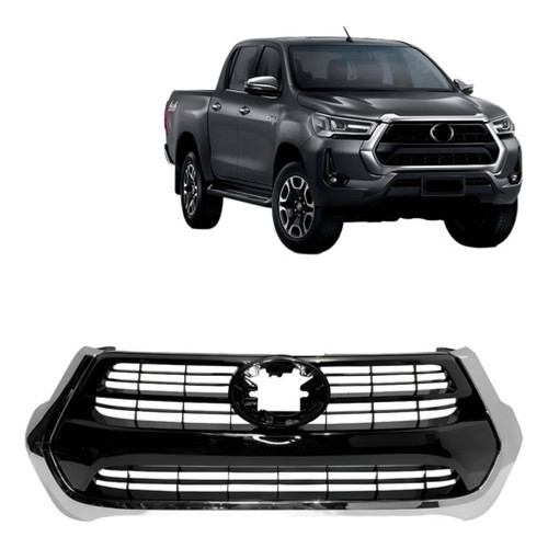Tela Grade Radiador Parachoque Cromado e Preto Hilux Srv 2021 2022 2023 2024