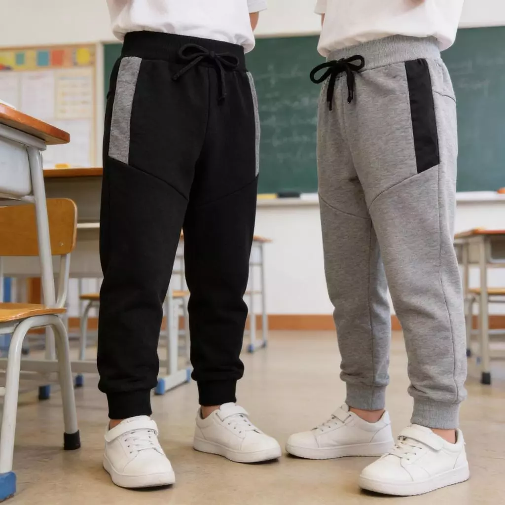 Kit 2 Calça de Moletinho com Cadarço Confortável Estilosa Tamanhos 02 a 12 anos — imagem 1