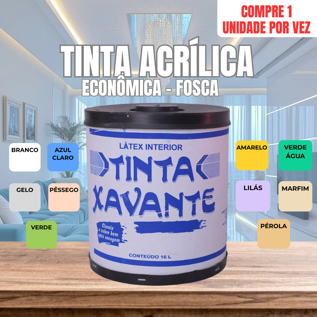 Tinta Xavante 16L Branco Cores Economica Fosca Parede Interna Imperio