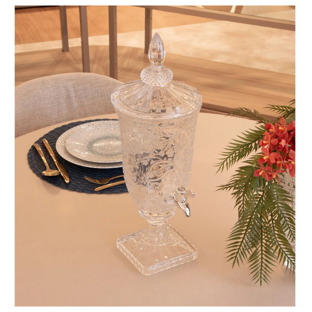 Suqueira Cristal Wolff Daisy 2 Litros Com Pé e Tampa - Água e Suco