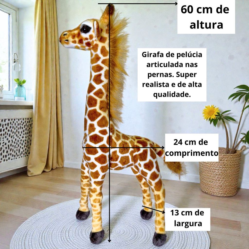 Girafa de Pelúcia Realista 60cm Safari Articulada — imagem 2 de 2
