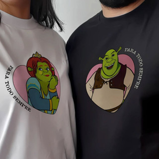 Kit de 2 Camisetas casal Shrek e Fiona Namorados conjunto Estampado Regular e Plus Size em Oferta na Shopee