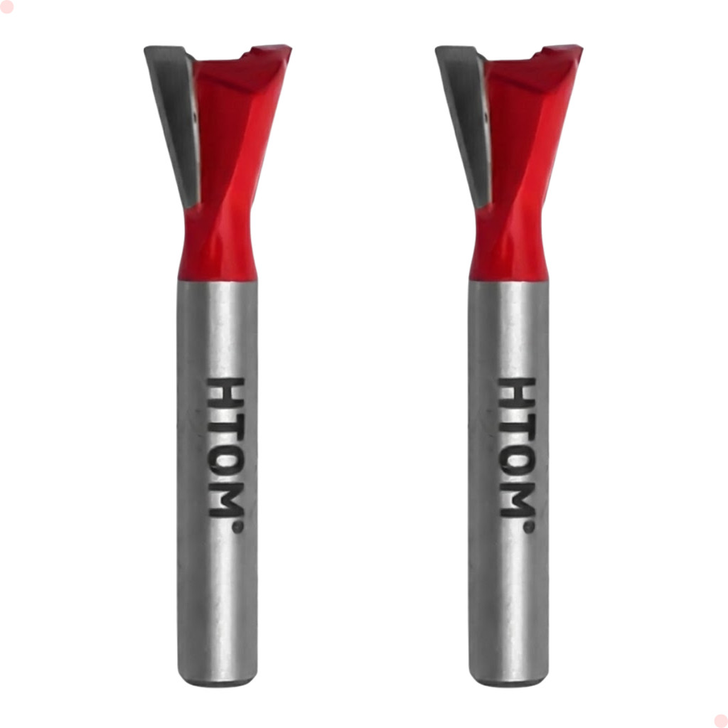 Jogo de 2 Fresas Rabo de Andorinha Htom 1/2 (12,70 mm) Haste de 1/4 Para Tupia Madeira 42468