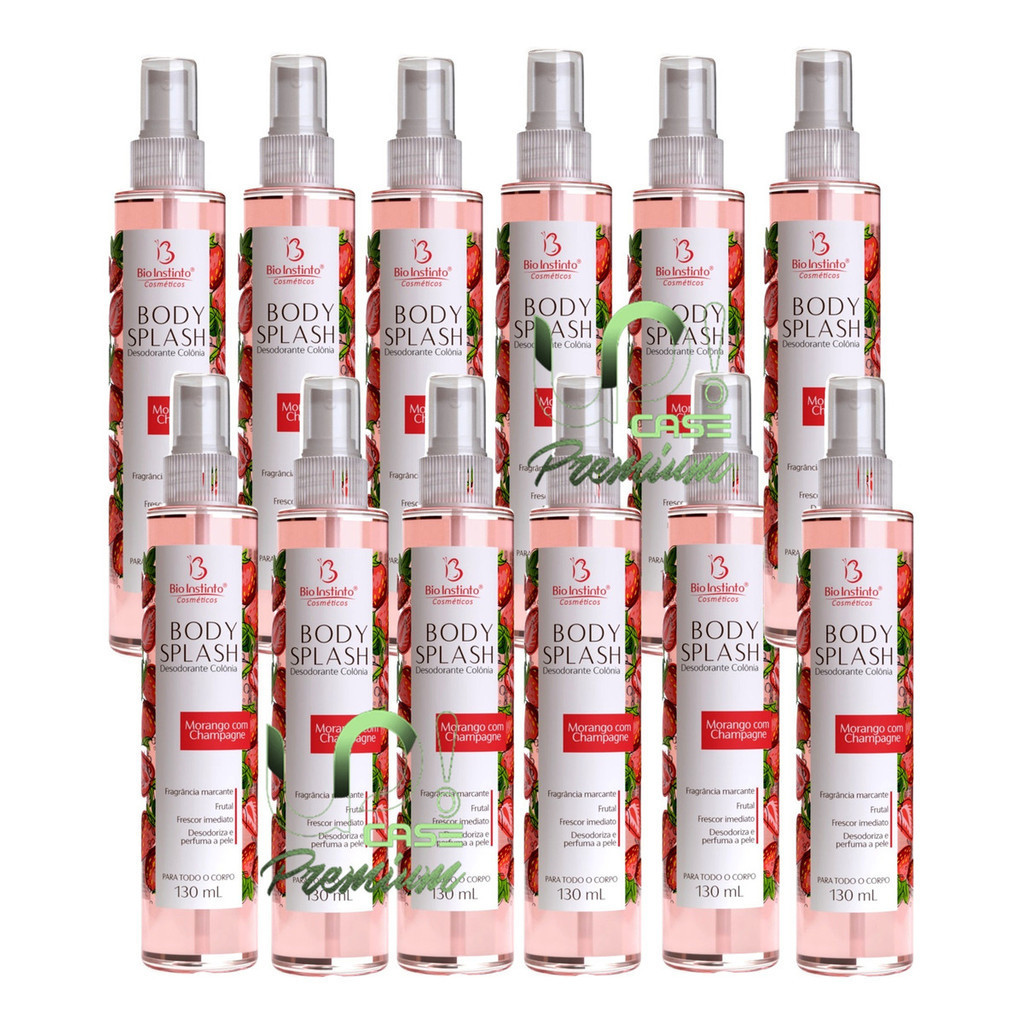 12x Desodorante Colônia Body Splash Morango Champagne 130ml