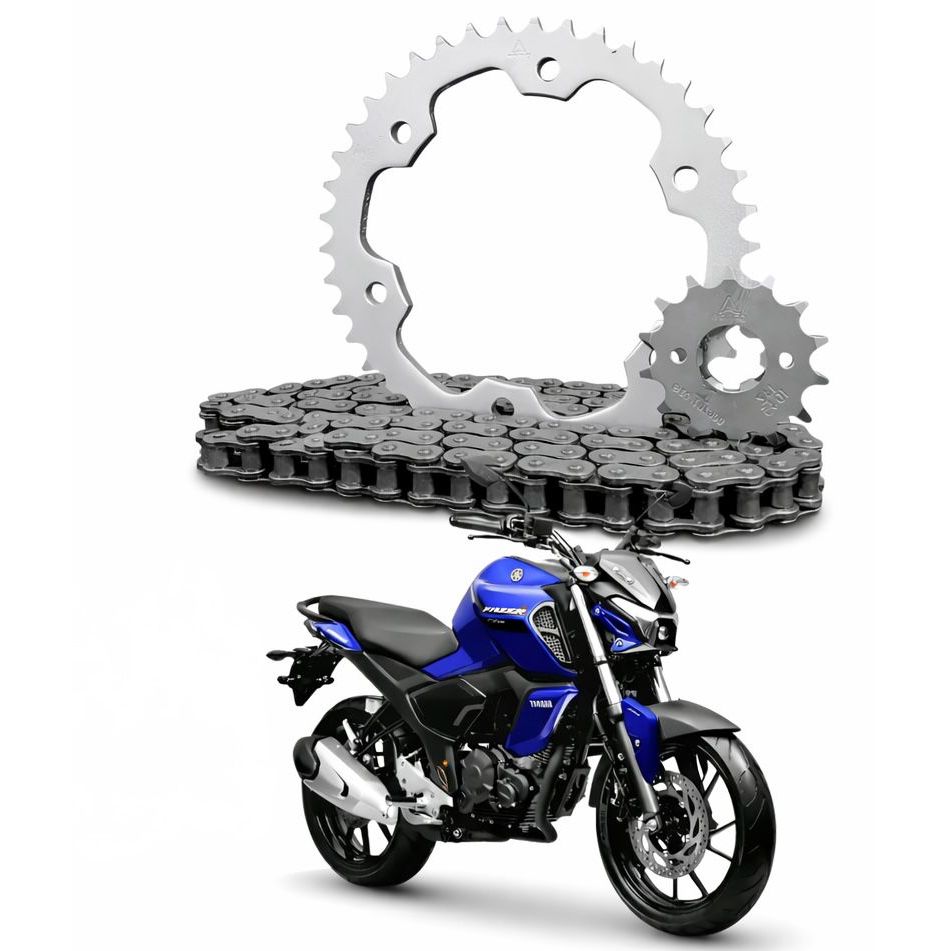 KIT RELACÃO TRANSMISSÃO TRAÇÃO YAMAHA FZ15 2023 DIANTE IMP