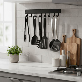 Suporte Utensilios Cozinha Parede 8 Ganchos Organizador em Oferta na Shopee