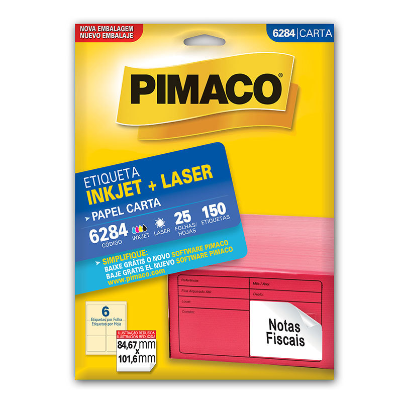 Etiqueta inkjet/laser carta 6284 com 25 folhas Pimaco em Oferta na Shopee