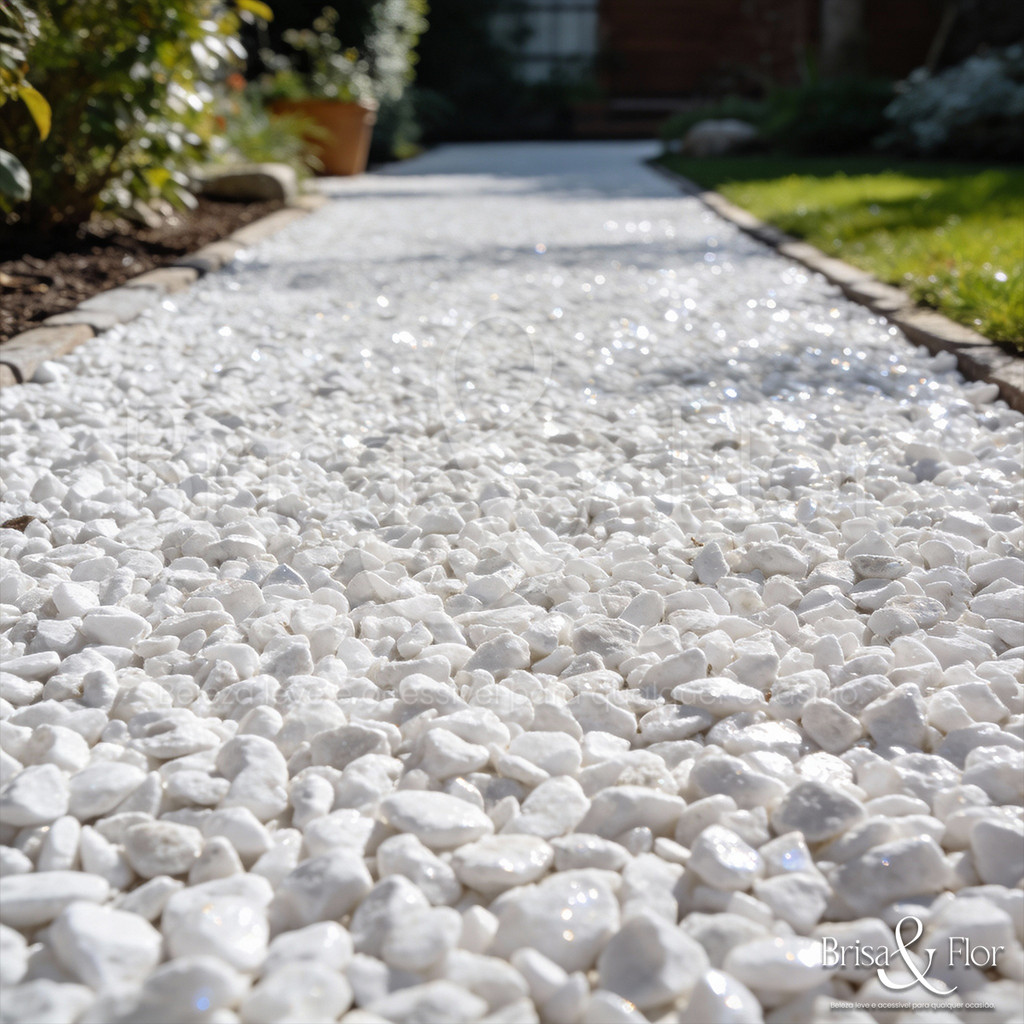 Granilha Branca 15kg Pedra Decorativa Natural Para Jardim Vasos Floreiras Canteiros Paisagismo