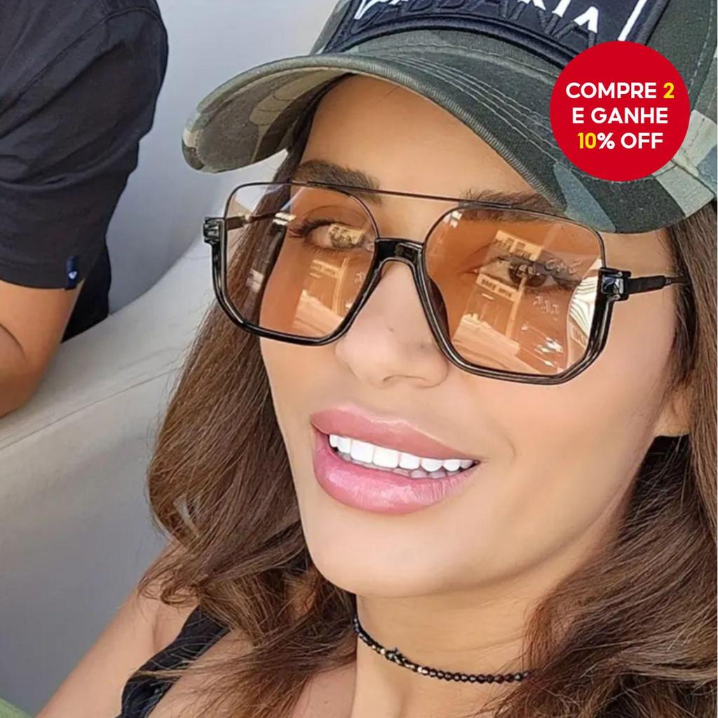 Óculos de Sol Duplo Lente Grande Estilo Retrô Proteção UV Moda em Oferta na Shopee