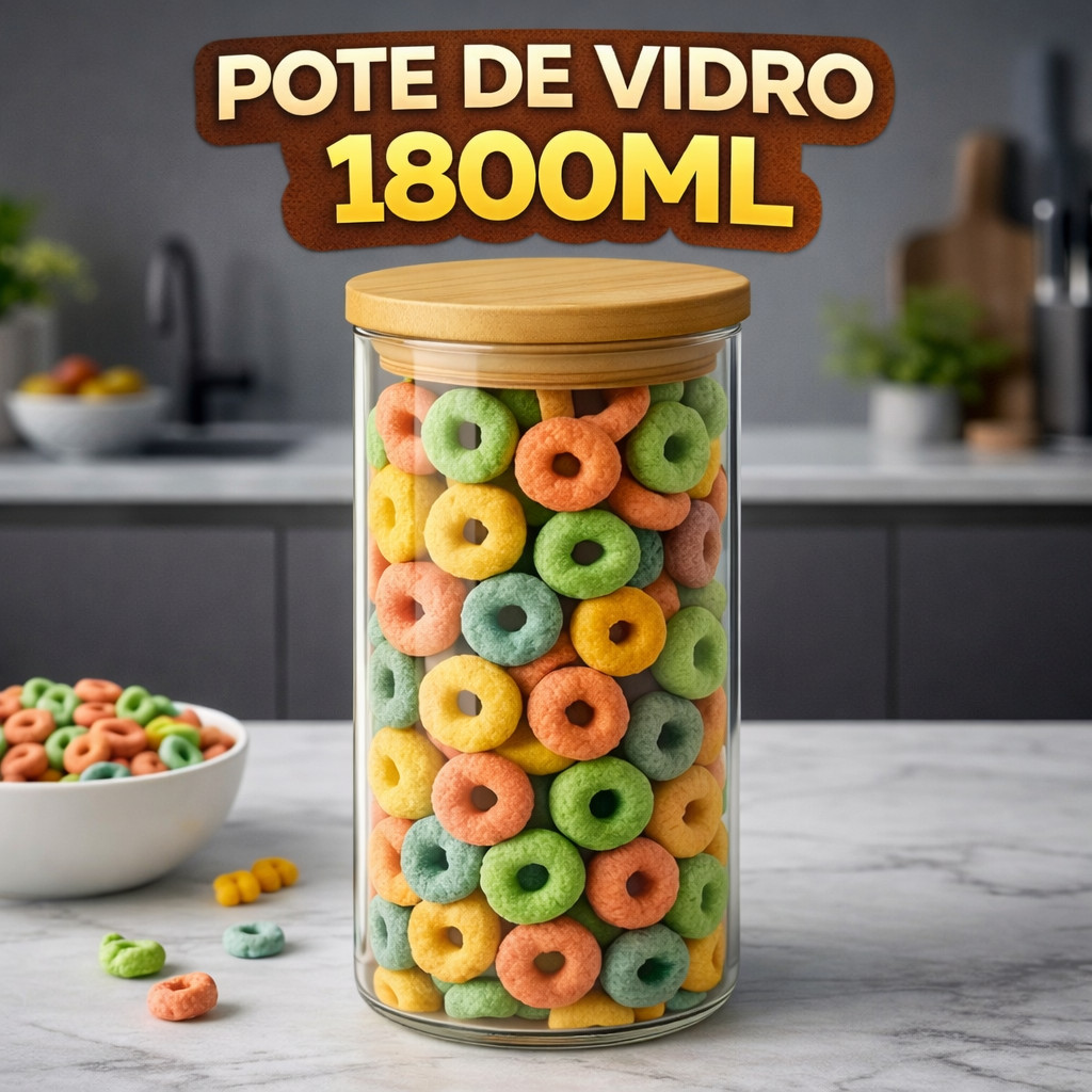 1 Pote De Vidro para Mantimentos com Tampa Bambu Pote Para Temperos Pote Hermético 1.800L