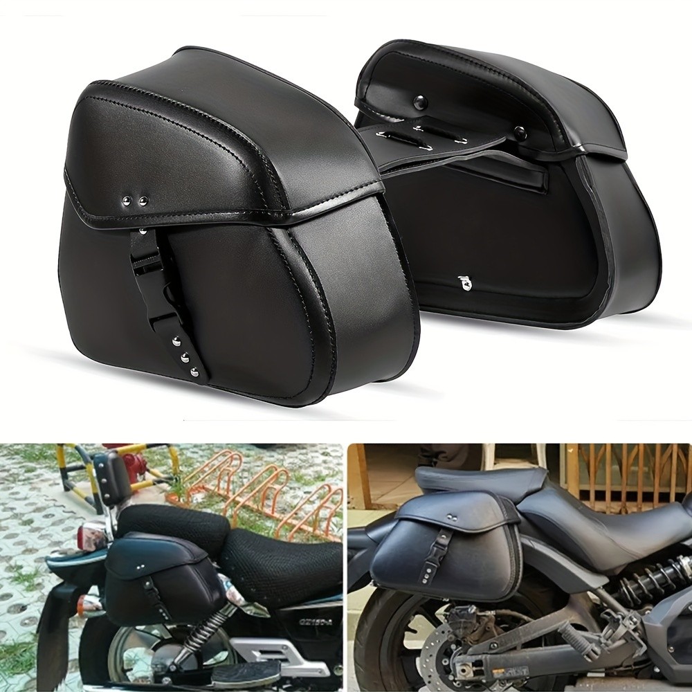 Alforje Universal Para Motocicleta Elétrica PU , Ferramenta Lateral , Pacote De Bagagem , Sela Harley Suzuki Kawasaki CM