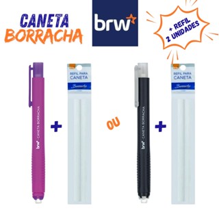 Caneta Borracha Retrátil + Refil Com 2 Unidades BRW - Rosa ou Preta - Escolha sua Opção em Oferta na Shopee