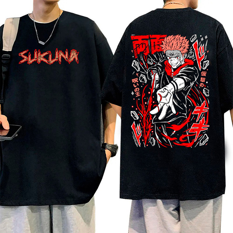 Camiseta Básica Anime Jujutsu Sukuna Camisa 100% Algodão Streetwear Temos Plus Size Lançamento