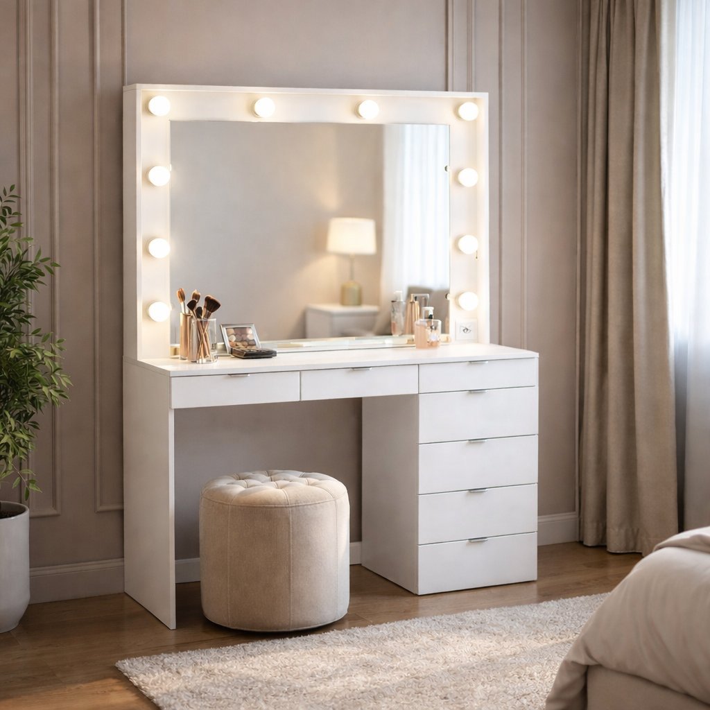 Penteadeira Camarim com Espelho 7 Gavetas Las Vegas em Oferta na Shopee