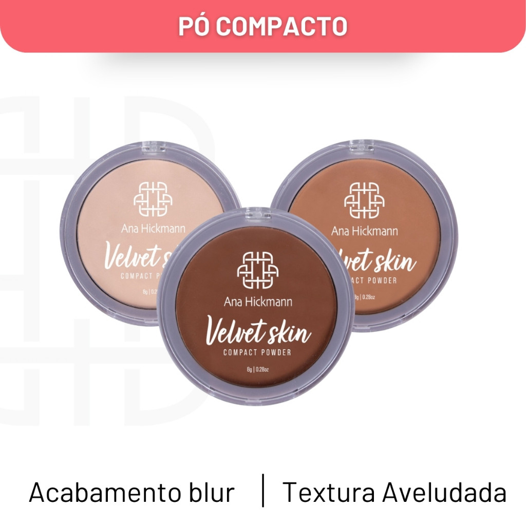 Pó Compacto Facial Cobertura Media Aveludado Velvet Skin Ana Hickmann