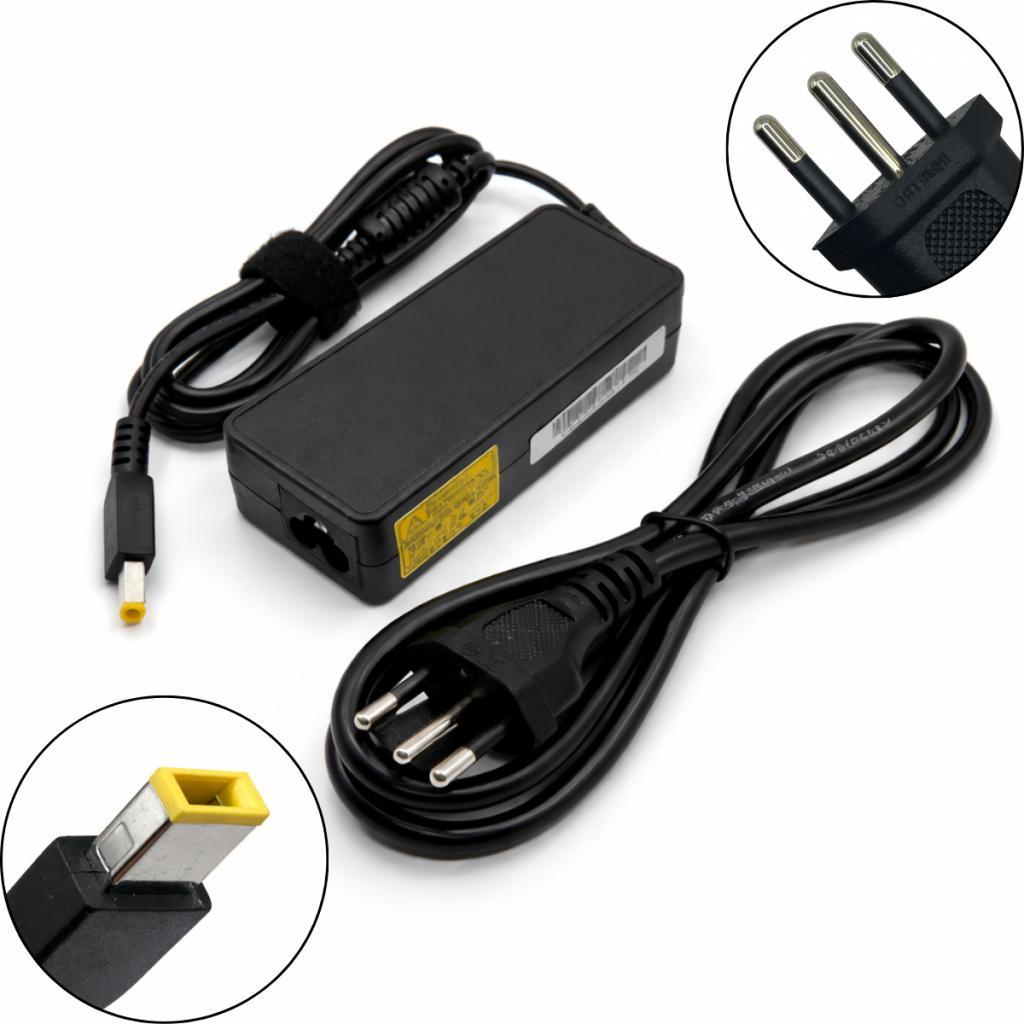 Fonte Carregador Compativel Para Notebook Lenovo 65w 3.25a 19v Plug Retangular USB