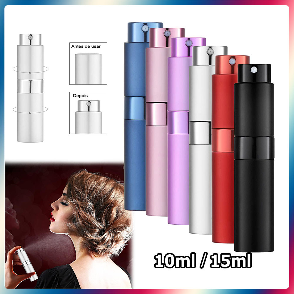 10ml 15ml Atomizador de perfume de viagem frasco de perfume telescópico giratório frasco spray recarregável