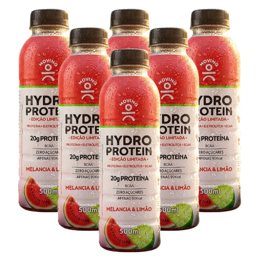 Moving Hydro Protein 6x500ml Melancia Limão 20g Proteína + BCAA em Oferta na Shopee