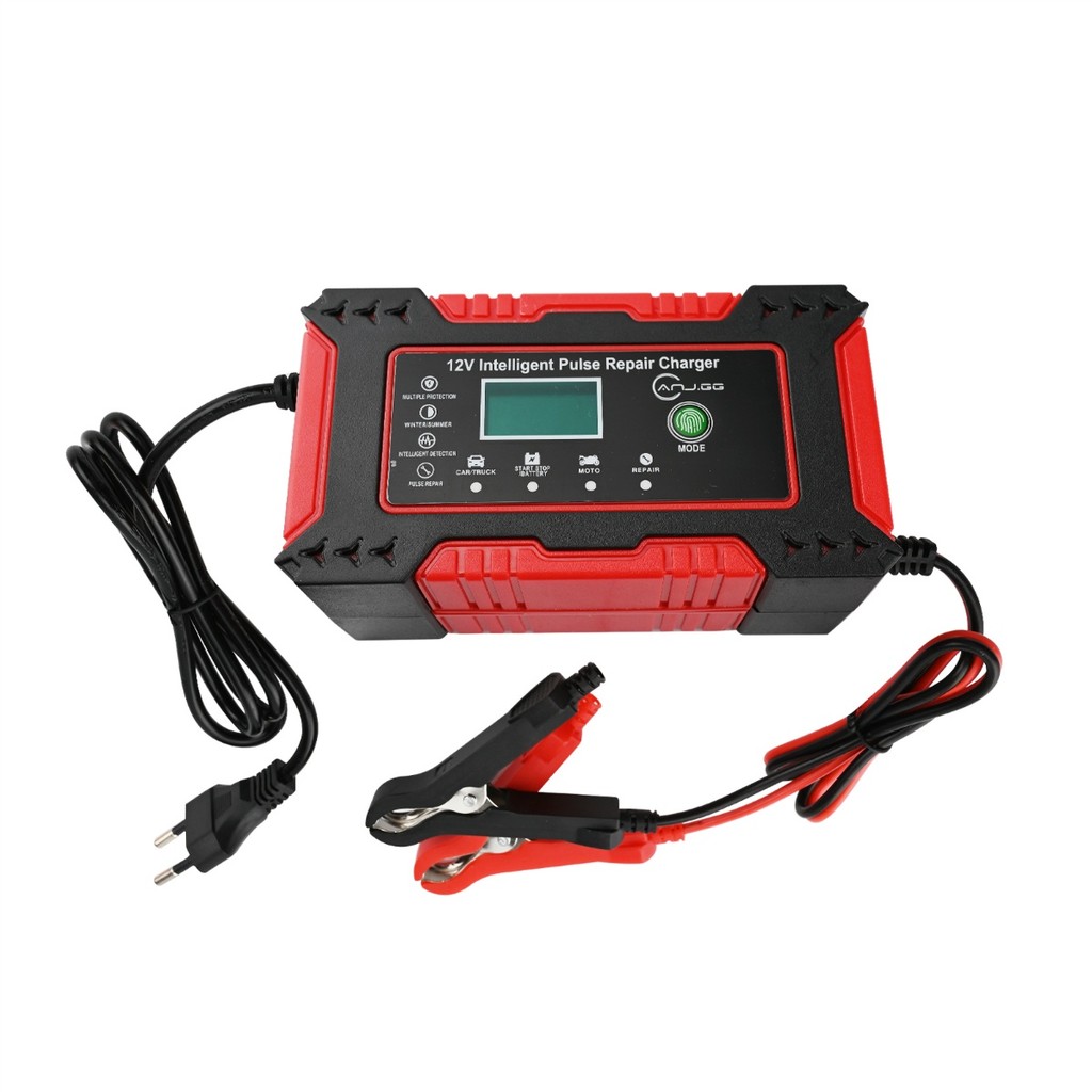 Carregador de Bateria Automotiva 12V Inteligente com Reparo Pulso para Carro e Moto