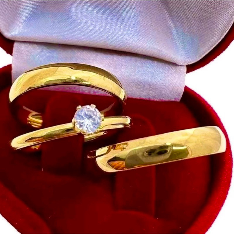 Kit 3 Anéis Aliança Lisa 4mm em Moeda Antiga Cor Ouro 18K – Anel de Casamento e Noivado Feminino e Masculino - WL