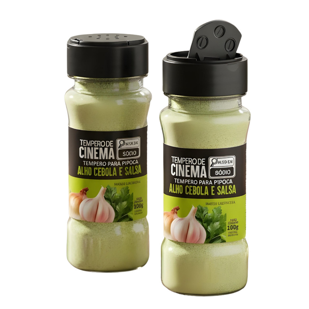 Kit 3 Tempero Pipoca Amanteigado Alho Cebola Salsa Pote 100g - Mais Tempero Oficial
