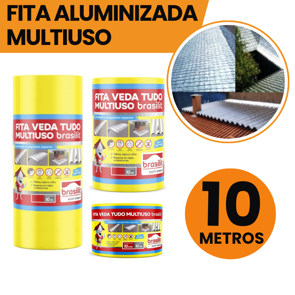 Fita Manta Asfáltica Adesiva Veda Tudo Alumínio Várias Medidas
