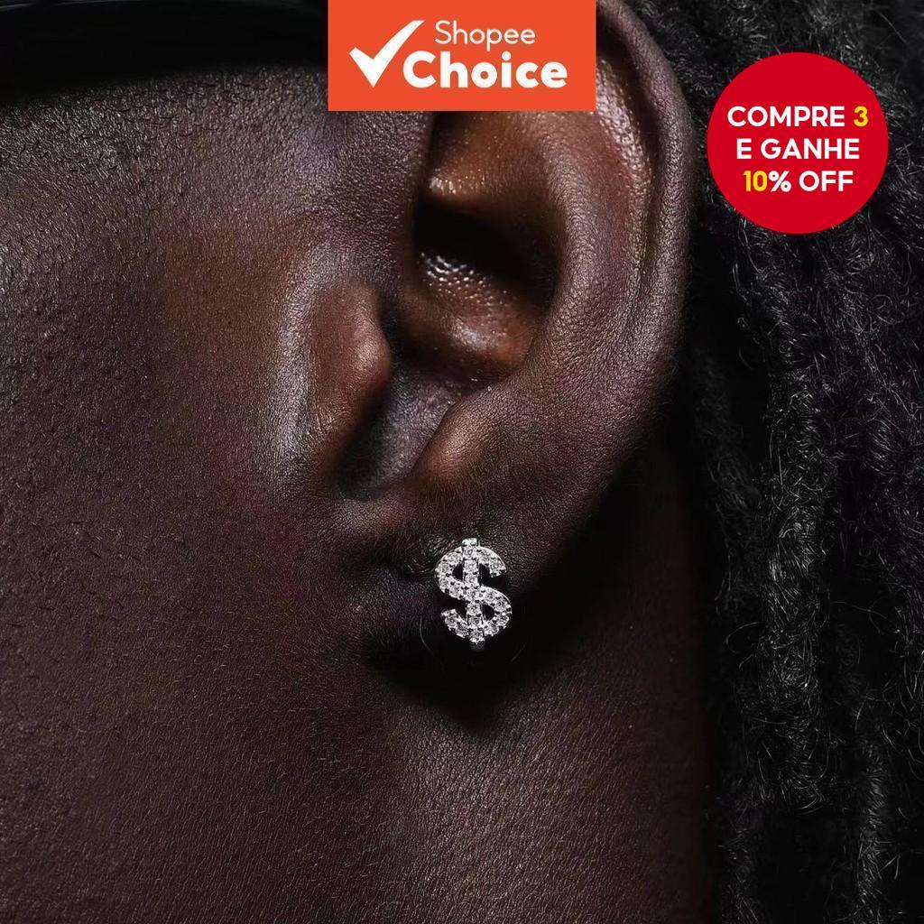 1 Par De Brincos De Estilo Americano Com Design Em Forma De Dólar De Diamante Completo Super Brilhante em Oferta na Shopee