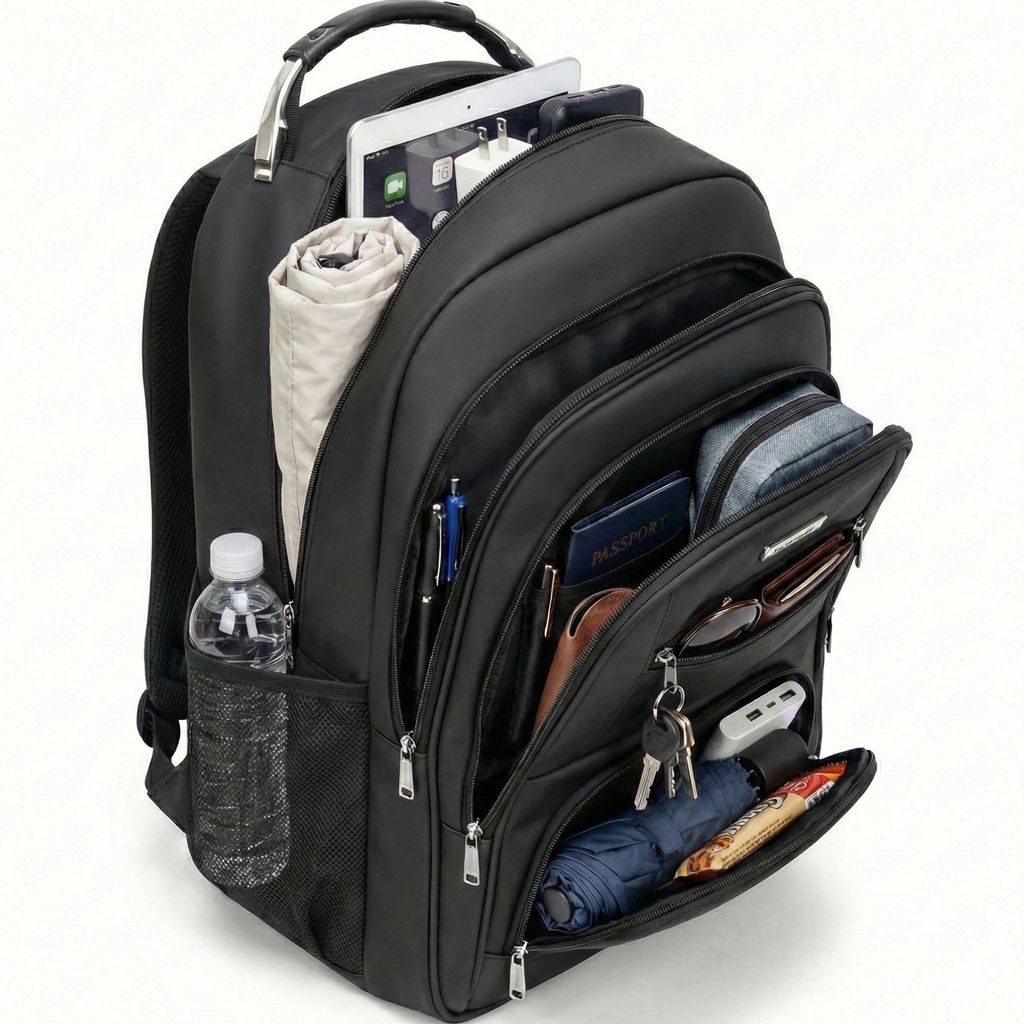 Mochila Masculina Reforçada Preta com Alça de Aço para Trabalho em Oferta na Shopee