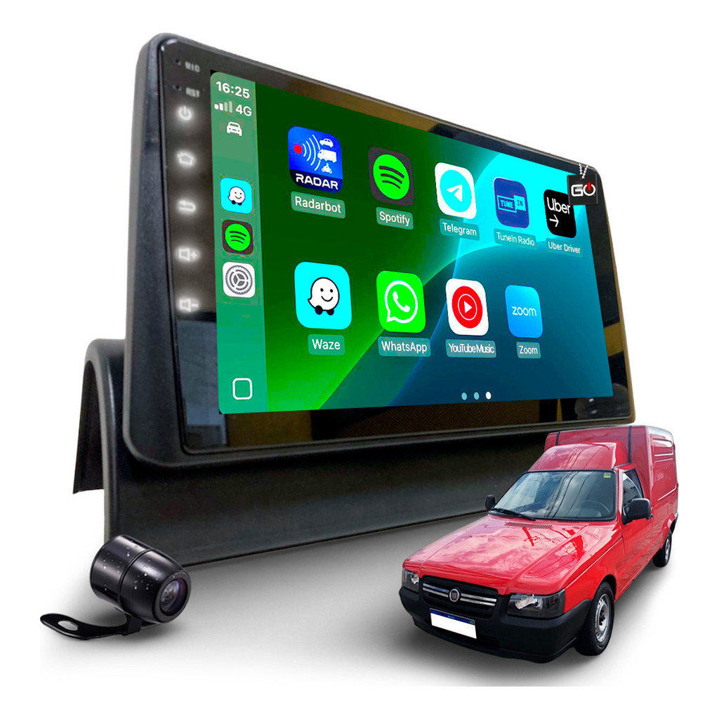 Kit Multimídia Mp10 Carplay Waze Fiorino 1994-2013 Bluetooth