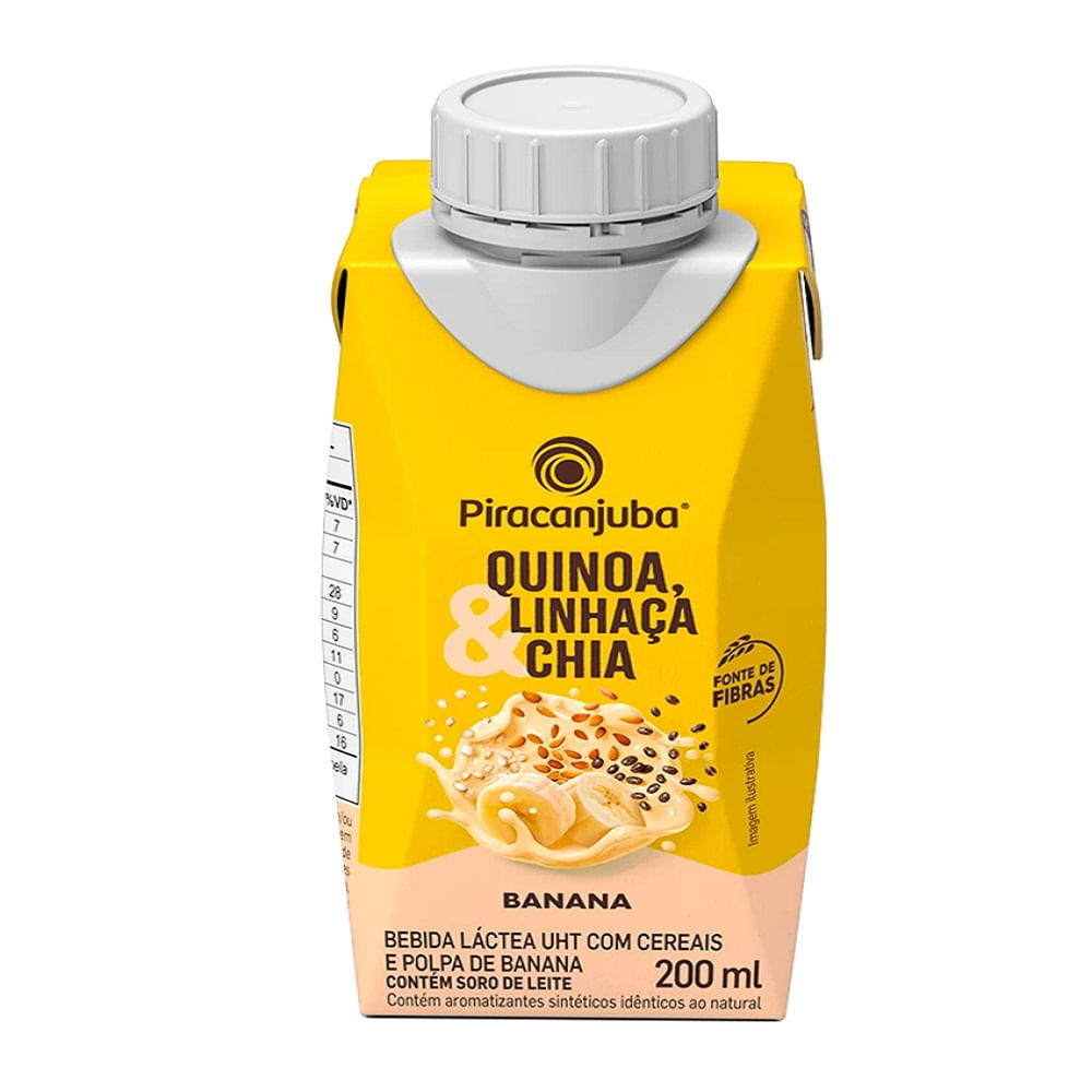 Bebida Láctea Piracanjuba Quinoa, Linhaça E Chia Sabor Banana 200ml em Oferta na Shopee