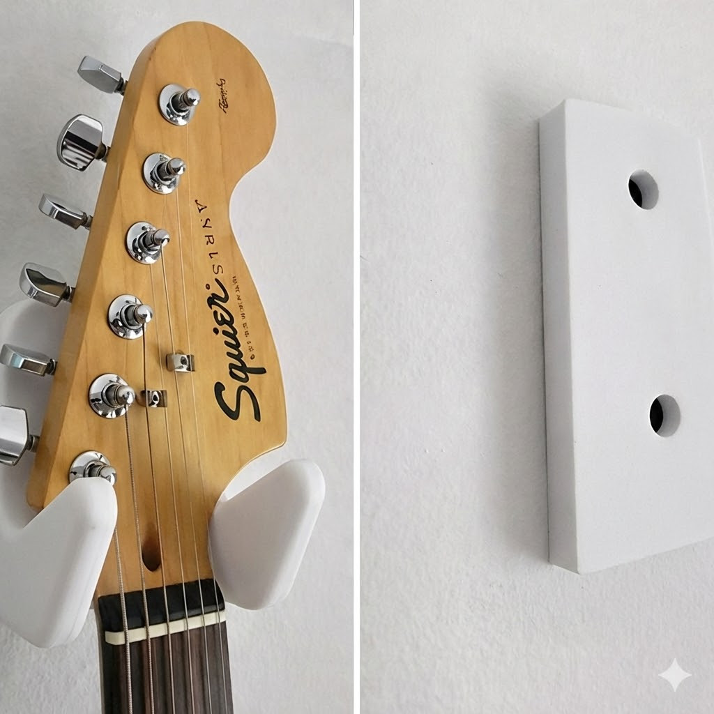 Suporte Parede  Guitarra Violao Contra Baixo - Branco - 2 Pc