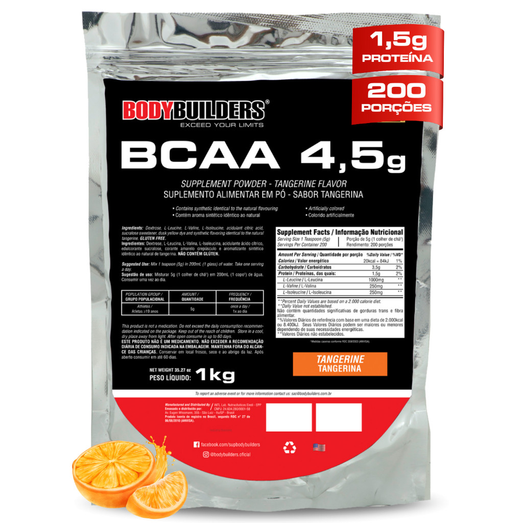 BCAA em Pó 4.5 1kg - Recuperação pós-treino e Performance - Bodybuilders em Oferta na Shopee