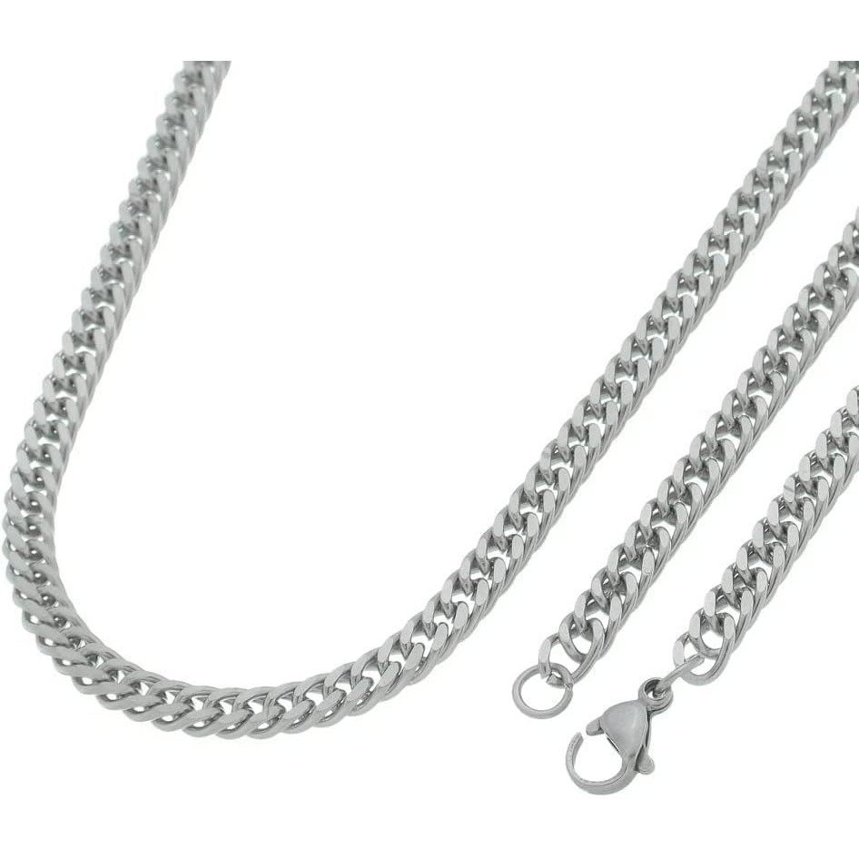 Corrente Masculina Elo Duplo 4mm 70cm Corrente Aço Inoxidável Prata