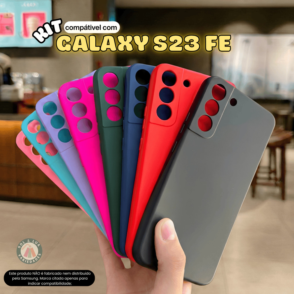 Kit Capa Capinha compatível com Galaxy S23 FE S23FE + Película 3D Cerâmica Priva